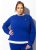 Bluza sport dama masuri mari din bumbac albastru cu insertie la baza
