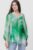 Bluza tip camasa din matase naturala cu imprimeu verde, cu dublura mărime mare