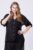 Bluza tip camasa din matase naturala neagra, cu elastic la maneci si dublura mărime mare