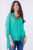 Bluza tip camasa din matase naturala turcoaz, cu elastic la maneci si dublura mărime mare
