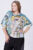 Bluza tricotaj subtire cu imprimeu stil Picasso pe fond turcoaz mărime mare