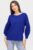 Bluza uni cu maneca bufanta din tricot de bumbac, albastra mărime mare