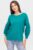 Bluza uni cu maneca bufanta din tricot de bumbac, turcoaz mărime mare
