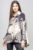 Camasa din satin oversize, cu maneci bufante si imprimeu floral bej-negru mărime mare