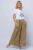 Fusta pantalon camel, casual, din in, cu o curea fancy mărime mare