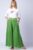 Fusta pantalon verde oliv, casual, din in, cu o curea fancy mărime mare