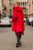 Palton asimetric din stofă cu lână Winter – Roșu marime mare