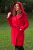 Palton de damă cu glugă din stofă- Rosu marime mare