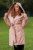 Palton de damă cu glugă din stofă- Roz pudra marime mare