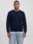 Jack & Jones Plus Pulover barbati din bumbac organic, decolteu la baza gatului, Regular Fit, JPRBLUALVES, Bleumarin inchis