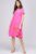 Rochie A line din in mercerizat, fucsia, cu sireturi laterale si imprimeu fluture stilizat mărime mare