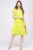 Rochie  A line  din in mercerizat, galben lime, cu sireturi laterale si imprimeu fluture stilizat mărime mare