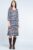 Rochie A line midi, imprimeu geometric liniar albastru-rosu mărime mare