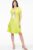 Rochie  A line  verde lime din in mercerizat, cu imprimeu grafic chip mărime mare