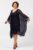 Rochie bleumarin, midi, ampla, din matase naturala, cu detaliu sub bust, in colturi mărime mare