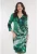 Rochie cocktail verde cu print abstract si accesoriu in talie marime mare