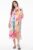 Rochie de plaja lunga tip poncho din matase cu motiv floral pastelat mărime mare
