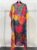 Rochie de plaja lunga tip poncho din matase cu peisaj cu gradini stilizate multicolore mărime mare