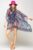 Rochie de plaja tip poncho cu fluturi pe fond bleumarin, matase si vascoza mărime mare