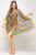 Rochie de plaja tip poncho cu mandale multicolore si margine portocalie cu verde, matase si vascoza mărime mare