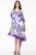 Rochie de plaja tip poncho din matase cu model floral mov pe fond alb mărime mare