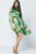 Rochie de plaja tip poncho din matase cu trandafiri pe fond verde intens mărime mare