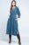 Rochie din catifea reiata albastru jeans, cu elastic sub bust mărime mare