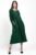 Rochie din catifea reiata, cu taieturi asimetrice si floare aplicata, verde inchis mărime mare