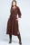 Rochie din catifea reiata maro, cu elastic sub bust mărime mare