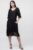 Rochie din in neagra cu volane din matase si snur in talie mărime mare