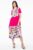 Rochie fucsia cu platca si doua volane, imprimeu flori mari, din bumbac mărime mare
