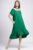 Rochie in colturi din in verde, cu decolteu pe elastic si volan la poale mărime mare