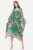 Rochie larga din matase naturala, cu imprimeu vegetal verde si fucsia mărime mare