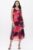 Rochie lunga A-line, cu imprimeu fucsia, corai si bordo mărime mare