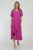 Rochie lunga A-line din in mercerizat cu siret la poale, magenta mărime mare