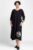Rochie lunga A-line din tricot de bumbac neagra cu imprimeu floare acuarela mărime mare