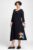 Rochie lunga A-line din tricot de bumbac neagra cu imprimeu petale mărime mare