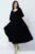 Rochie lunga A-line din tricot de bumbac, neagra mărime mare