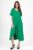 Rochie lunga A-line verde, din tricot de bumbac cu siret la poale mărime mare