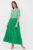 Rochie lunga din doua materiale ,cu dungi albe si volane, verde mărime mare