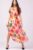 Rochie lunga din matase naturala, cu imprimeu floral pe fond fucsia, cu cordon mărime mare