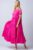 Rochie lunga fucsia cu patru volane mărime mare