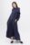 Rochie maxi, A-line, din in, cu guler amplu, bleumarin mărime mare