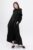 Rochie maxi,  A-line, din in, cu guler amplu, negru mărime mare