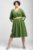 Rochie midi A-line din catifea reiata, cu curea, verde olive mărime mare