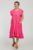 Rochie midi A-line din in mercerizat cu buzunare si volan, fucsia mărime mare