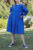 Rochie midi albastra cu pliuri in fata si spate, din poplin de bumbac mărime mare