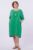 Rochie midi din in cu floare din paiete pe piept, verde mărime mare