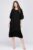 Rochie midi din in neagra cu volane din matase si funda pe spate mărime mare