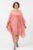 Rochie midi roz somon, ampla, din matase naturala, cu detaliu sub bust, in colturi mărime mare